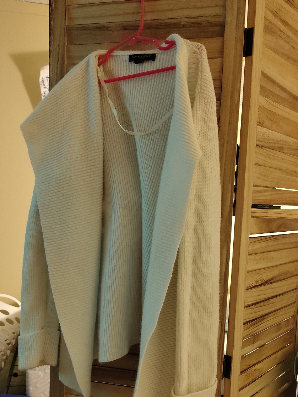 Open-Front Cream Ribbed Sweater Cardigan